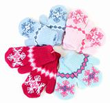 Baby knitted mittens with pattern