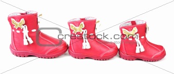 Red leather baby boots