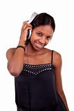 Young black woman listening to music