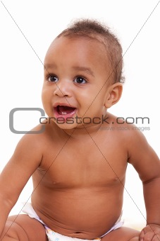 cute African American boy  isolated on white background