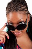 Young black woman in sunglasses glamour portrait