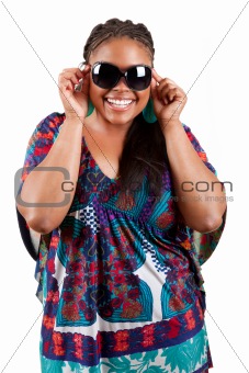 beautiful black woman wearing sunglasses 