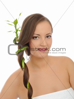 Beautiful spa woman with long healthy hair and pure skin