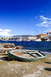 Rusty old boat on the shore in Greece island Crete