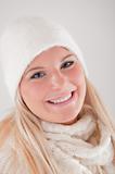 pretty winter girl in white hat