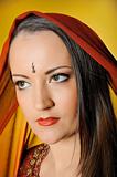 Young beautiful woman in indian traditional jewellary, bindi
