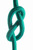 Rope with marine knot on white background 
