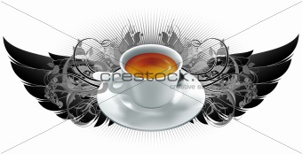 cup of coffee with heraldry elements
