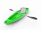 green kayak isolated on white background