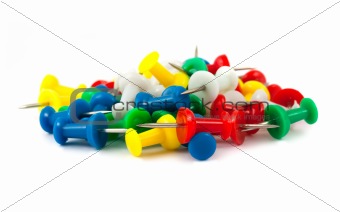 Closeup of multi-colored paper clips 