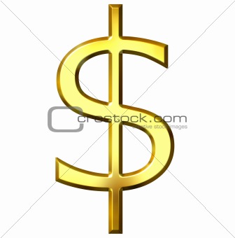 3D Golden Dollar Symbol