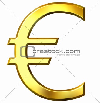3D Golden Euro Symbol