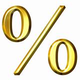 3d Golden Percentage Symbol