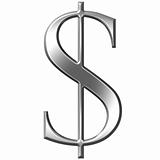 3D Silver Dollar Symbol 