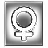 3D Silver Female Symbol Sign