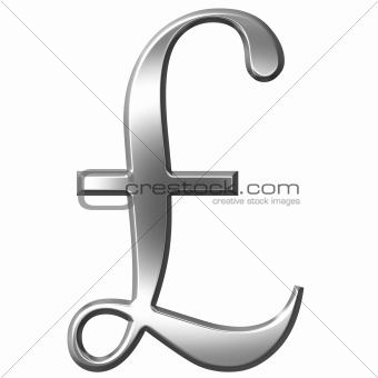 3D Silver Pound Symbol 