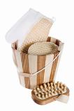 Wooden bucket with SPA accessories