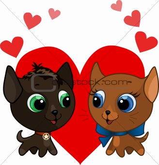 Cute kitten and kitten vector illustration