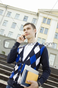Student man talking on the phone