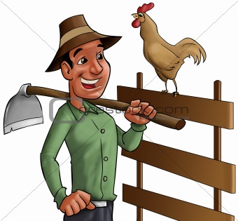 farmer and cock