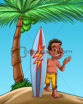 boy with surf board