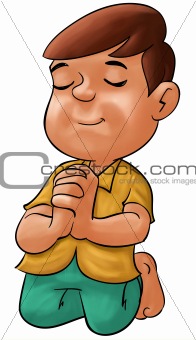 kid praying cartoon