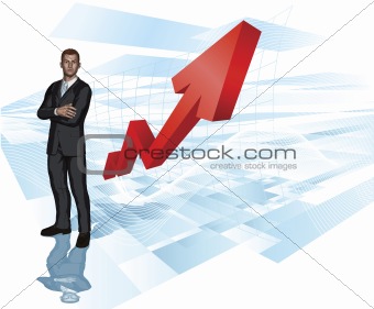 Businessman abstract arrow graph background