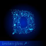 One letter of broken glass - D