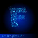 One letter of broken glass - F