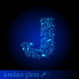 One letter of broken glass - J