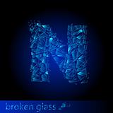 One letter of broken glass - N