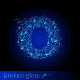 One letter of broken glass - O