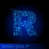 One letter of broken glass - R