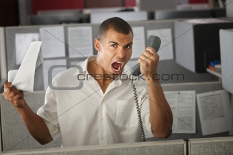 Office Worker Yelling On Phone