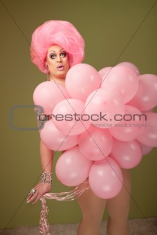Man in Drag With Pink Balloons
