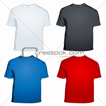 illustration of male t shirts on white background