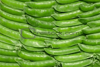 Young green pea pods