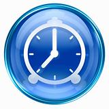 clock icon blue, isolated on white background
