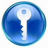 Key icon blue, isolated on white background