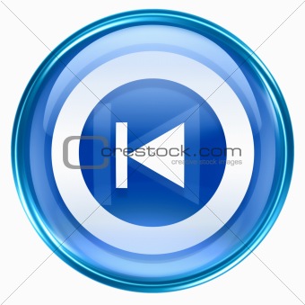 Rewind Back icon blue, isolated on white background. 
