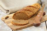 baguette rye  black bread on a wooden board