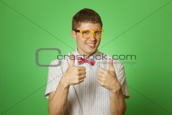 Smiling Man two thumbs up