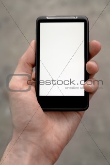 Hand Holds a Mobile Smartphone