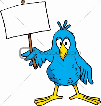 Cartoon Bird with Sign
