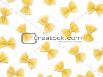 farfalle pasta on white