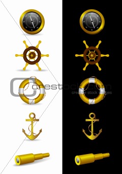 Different Nautical Icons - Vector Illustration