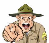 Cartoon angry army drill sergeant shouting