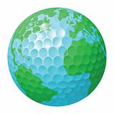 Golf ball world globe concept