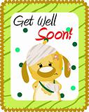 Get well soon greeting with injured dog