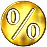 3D Golden Framed Percentage Symbol